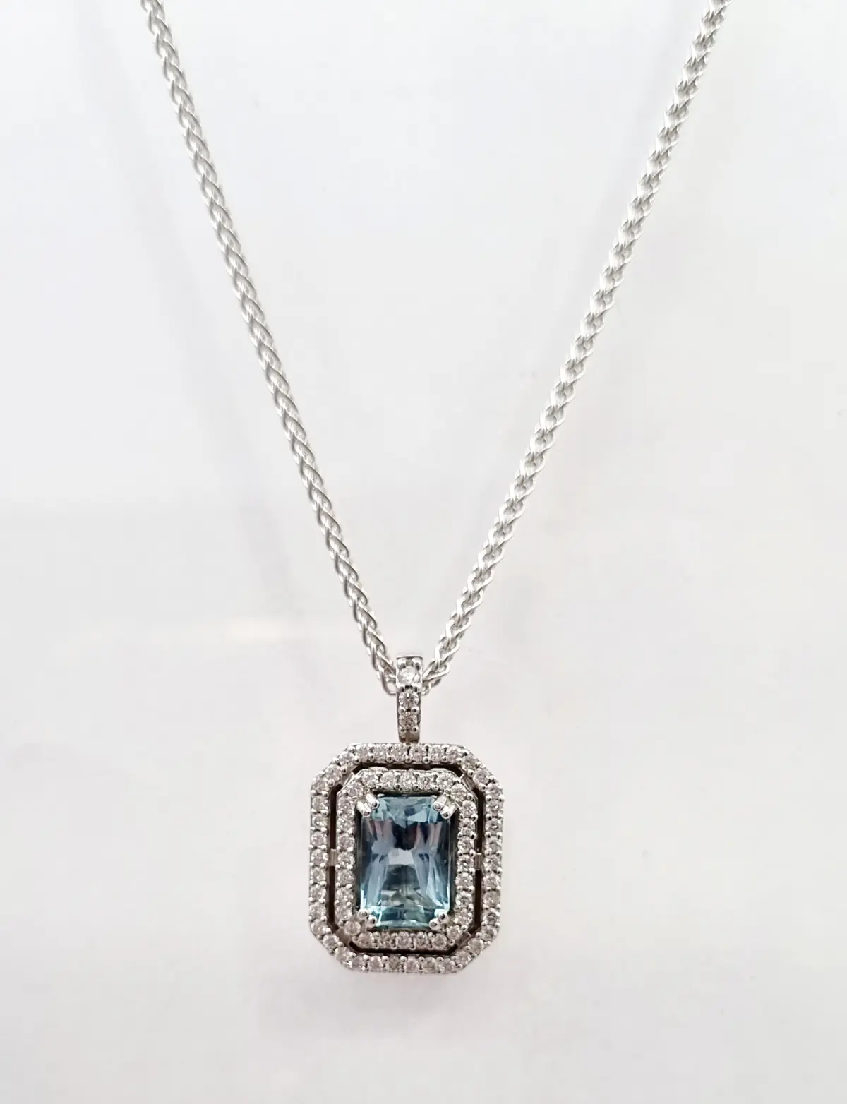 Idella White Gold Aquamarine Diamond Pendant 