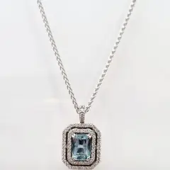 Idella White Gold Aquamarine Diamond Pendant 