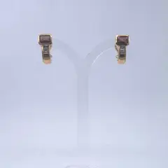 Fabiana Yellow Gold Pink Tourmaline Baguette Diamonds Earrings