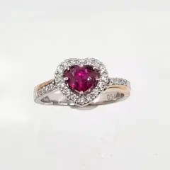 Acton White Yellow Gold Heart Ruby Diamond Engagement ring