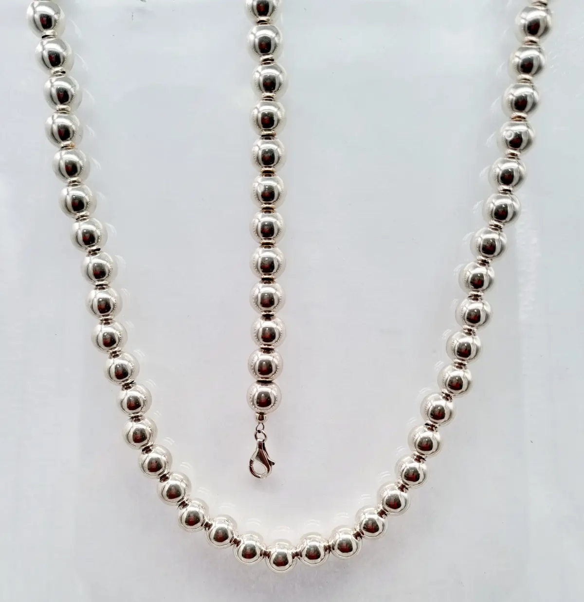 20230427_141142 Vickette Silver Ball String Necklace And Bracelet