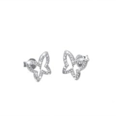 Silver and cubic zirconia butterfly stud earrings, handcrafted design by Jewellery Connection