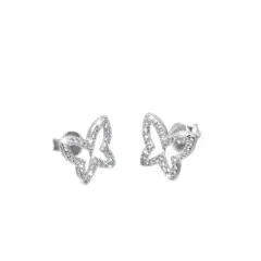 Ferna Silver and cubic zirconia butterfly stud earrings, handcrafted design by Jewellery Connection
