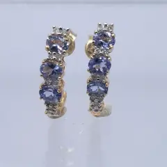 Fan Tanzanite and Diamonds studs Fan Tanzanite and Diamonds Half Hoops