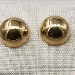 9ct Yellow Gold half ball hollow earrings with push on butterflies.