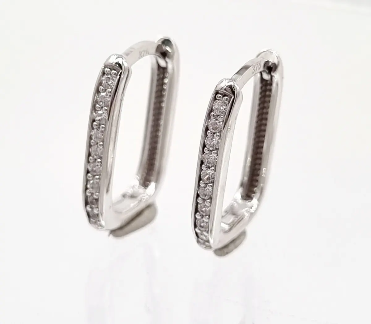 Fabea White Gold Rectangular Huggies Cubic Zirconia