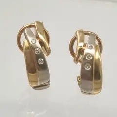 Floria - Yellow White Gold Diamond Stud Clip - Earrings