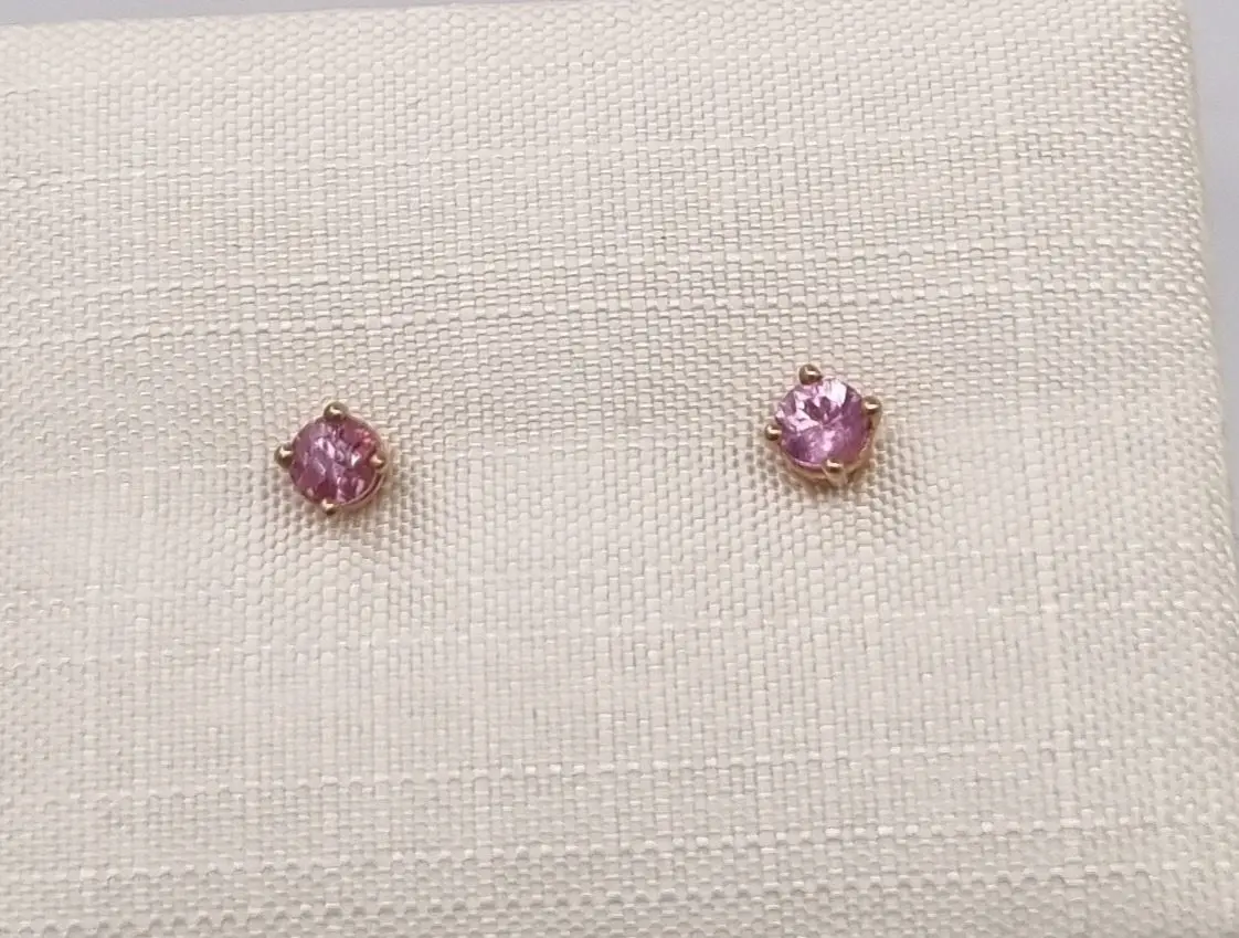 Frona Yellow Gold Pink Sapphire Studs