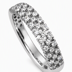 The sterling silver CZ ring is a timeless half‑eternity design crafted for everyday elegance. Made from premium 925 sterling silver, this ring features three rows of brilliant cubic‑zirconia stones, creating a sparkling band that catches the light from every angle. Its refined profile makes it perfect for stacking, gifting, or wearing as a classic statement piece.