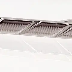 Stainless steel cufflinks featuring five parallel slanted indented grooves across the front surface.