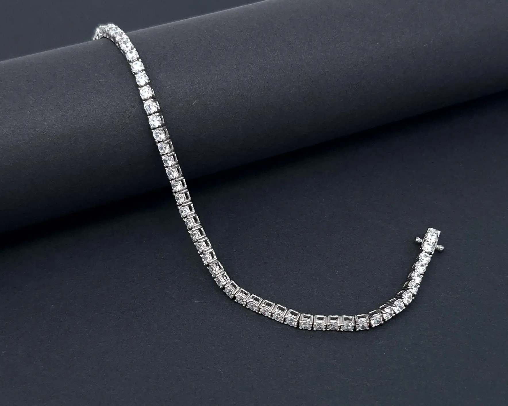 Jaida silver tennis bracelet with Cubic Zirconia stones.
