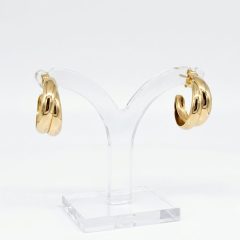 A pair of shiny 9ct. gold hoop earrings, with push on butterflies, for everyday wear.