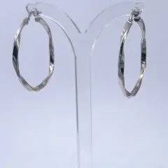 Fallyn White Gold Hoop Twisted Earrings