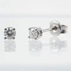 9ct. White Gold 4 claw studs, set with 2 diamonds of 0.18ct. GH, vs and push on butterlies