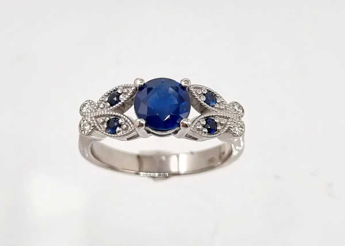 Amandi White Gold Sapphire and Diamond Engagement Ring