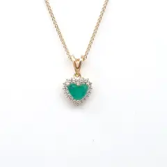 Iana Yellow Gold Emerald Heart Diamond Pendant Neckchain