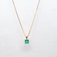 Iliana Yellow Gold Square Emerald Pendant Neckchain
