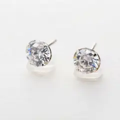 1784128830185 A pair of brilliant - cut cubic zirconia stud earrings set in 9ct white gold with push on butterflies.