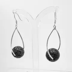 Flirt - Sterling Silver Black Lava - Earrings