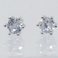 Sterling Silver 5mm Cubic Zirconia 6 claw studs