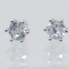 Sterling Silver 5mm Cubic Zirconia 6 claw studs