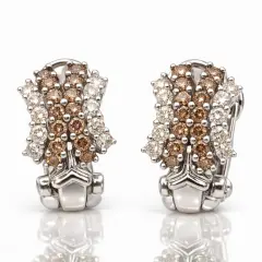 Faan - White Gold Brown & White Diamond- Earrings