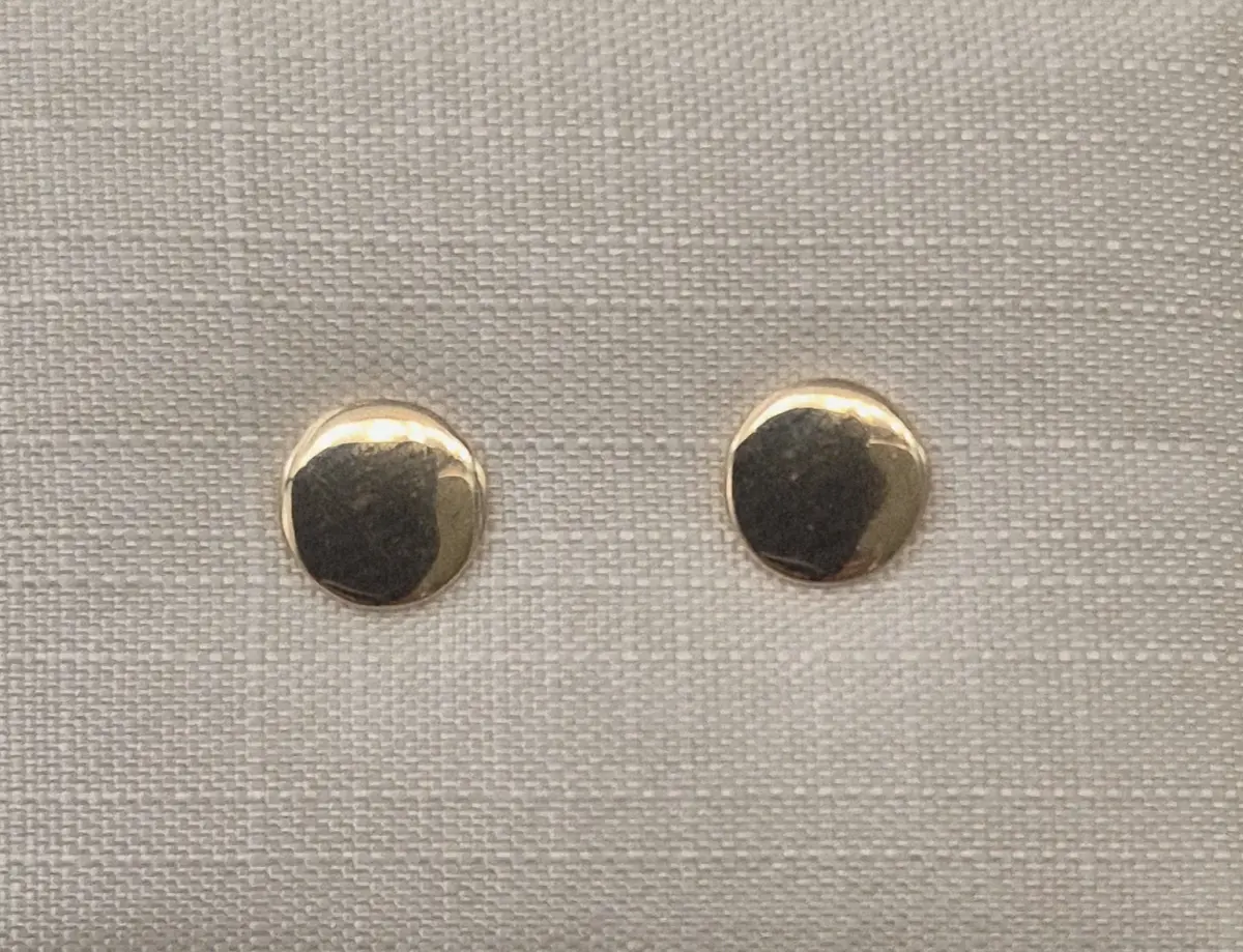 Fiara - Yellow Gold Round Disk - Earrings