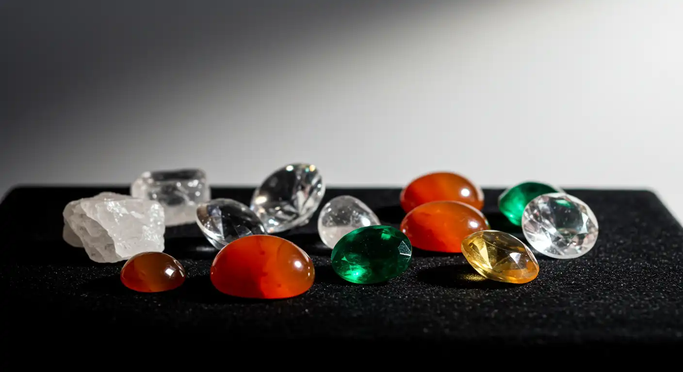 A stunning collection of various healing gemstones for luxury jewellery.