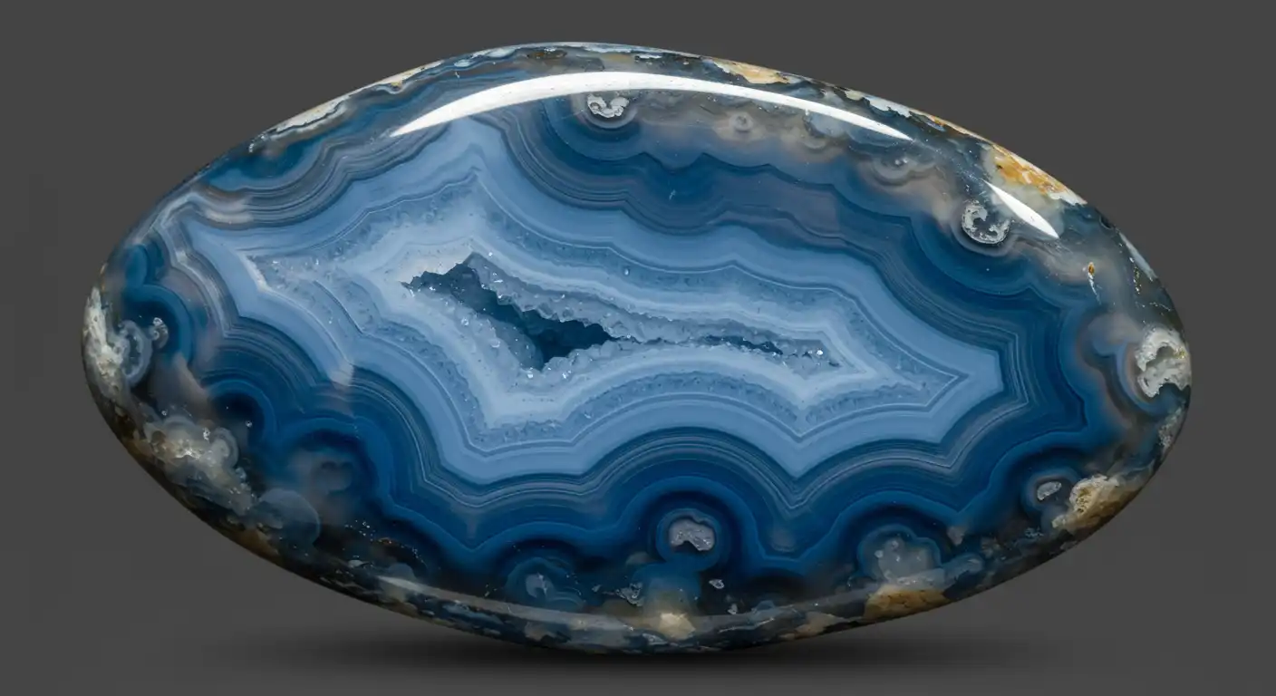 A delicate Blue Lace Agate bracelet with soft blue bands.