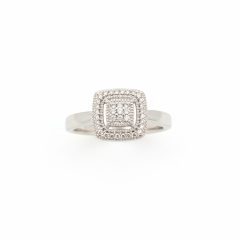 9ct white gold band with 0.18ct 8/8 cut diamonds; size N women’s jewelry; 2.6g weight with a polished white gold finish.