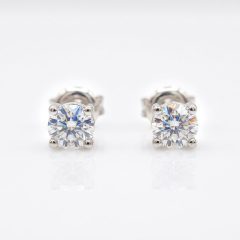 9ct. White Gold 0.18ct. diamond stud earrings, minimalist round diamond studs for women, fine jewellery product.