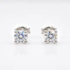 9ct. White Gold 0.18ct. diamond stud earrings, minimalist round diamond studs for women, fine jewellery product.