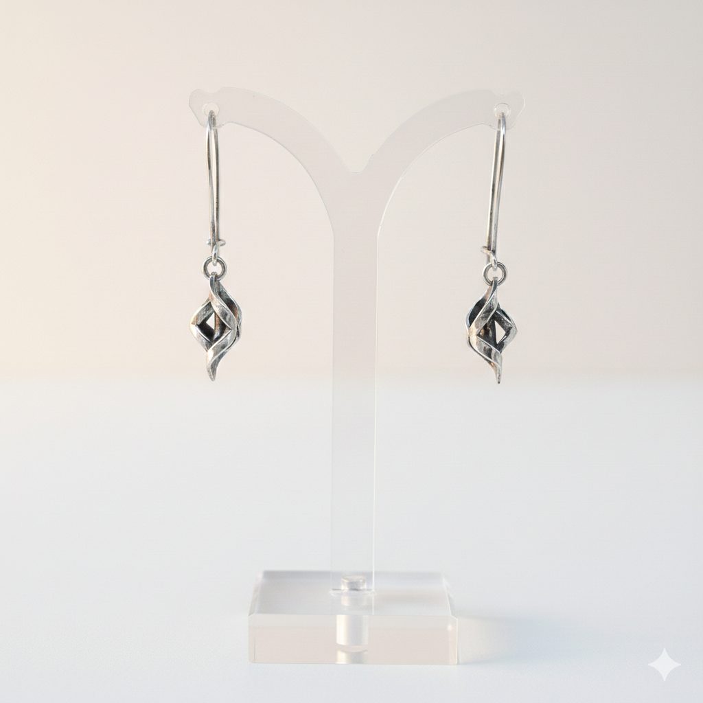 Fronda - Sterling Silver Twisted Geometric - Earrings