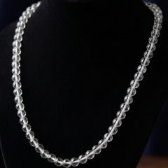 Topaz round beads 4.5mm diameter, 42cm long with silver colour clasp.