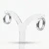 Silver hoop earrings, 15mm diameter, rhodium plated for long lasting luster.