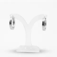 Sterling Silver Hoop earrings 15mm diameter rhodium plated for long lasting polished look.