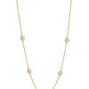 Elevate your everyday luxury with our yellow gold cubic Zirconia station necklace. Featuring sparkling Cubic Zirconia in bezel setting.