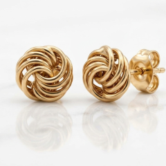 9ct Yellow Gold polished knot stud earrings.