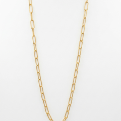 9ct Yellow gold textured paperclip necklace for layering.