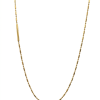 14ct yellow gold chain necklace with an alternating bar and bead link design, with a safety clasp as a distinct, large, polished cylindrical barrel. 42cm long