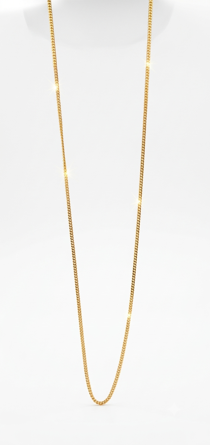 Fine 18ct. Yellow Gold curb chain necklace 45 cm long, suitable for light, small. pendant